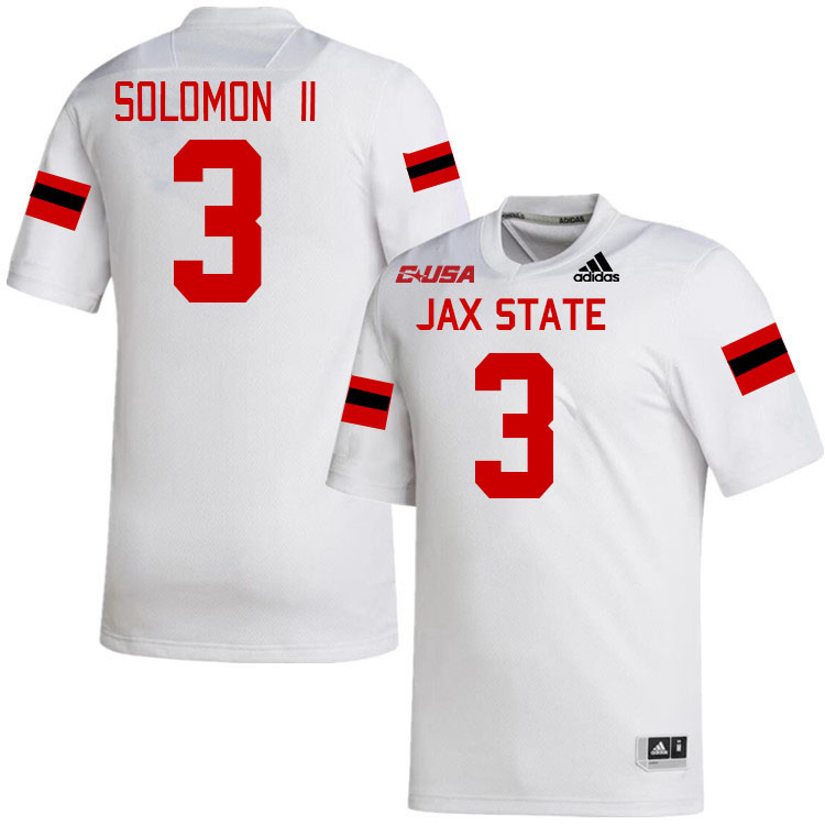 #3 Kenney Solomon II Jacksonville State Gamecocks College Football Jerseys Stitched-White